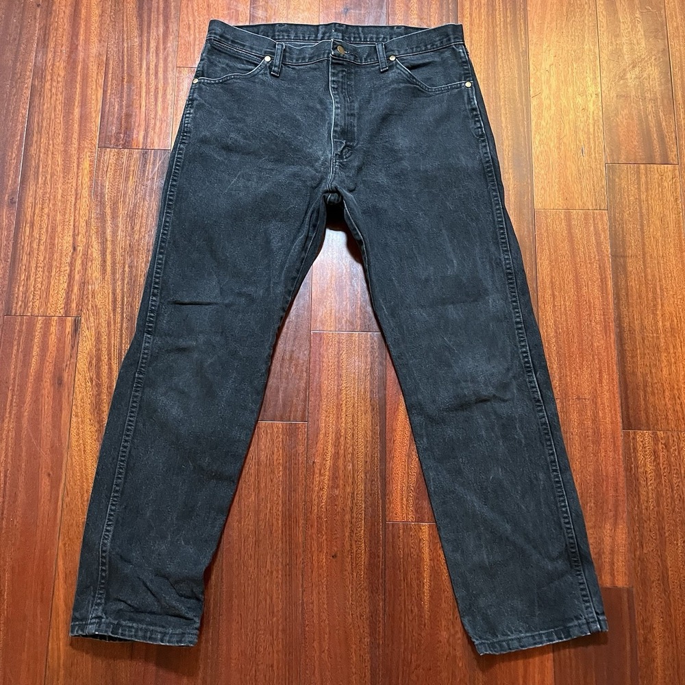 Wrangler Jeans Mens 36x32 Black Cowboy Cut Ranch Workwear Denim Gorp 1013MWZWK *